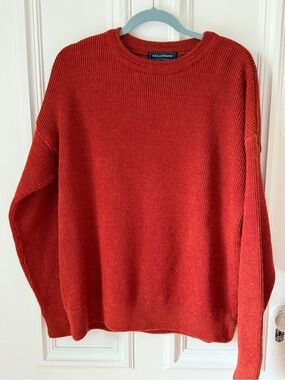 Men’s Vintage Merino Wool Blend Rust Orange Crewneck Sweater Size Large